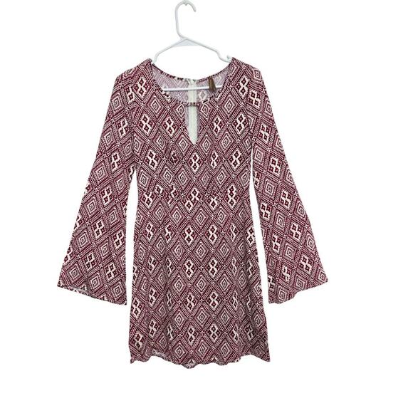 NWT Stetson Keyhole Neckline Bell Sleeve Mini Dress Size 2 Western Geometric - Picture 1 of 6